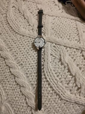 Silpada Black Leather-Strap Women's Watch with White Dial